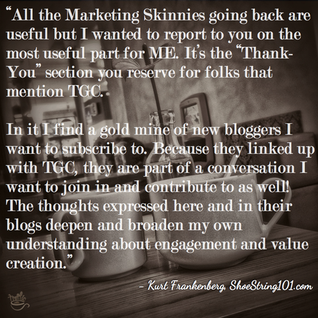 Thank You section in Weekly Marketing Skinnies at Traffic Generation Café