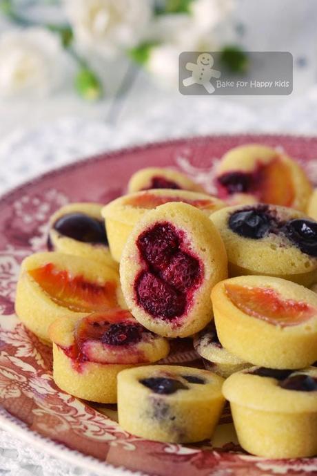 Summer fruits nectarine raspberry cherry friands