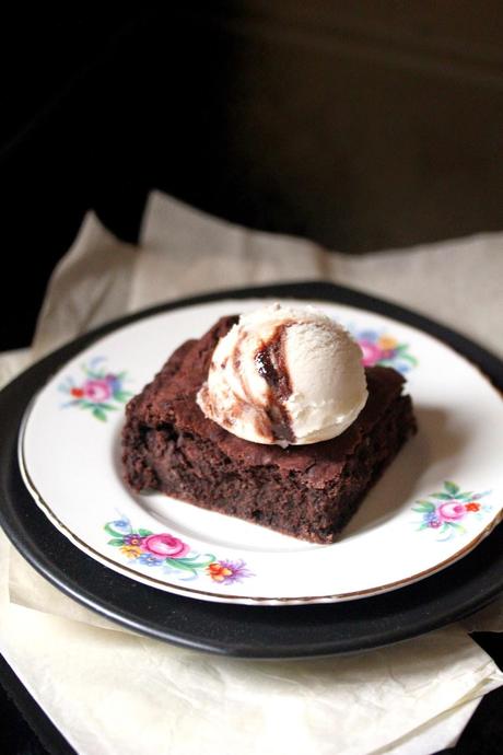 Walnut Brownies with So Delicious Mint Marble Fudge Ice Cream