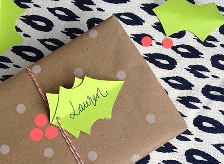DIY holly berry gift wrapping