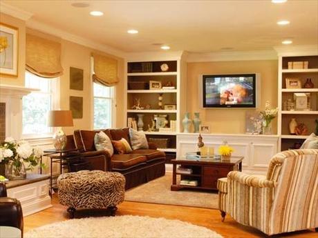 Living Room Design with Butter Yellow-Colored with Gold Tones