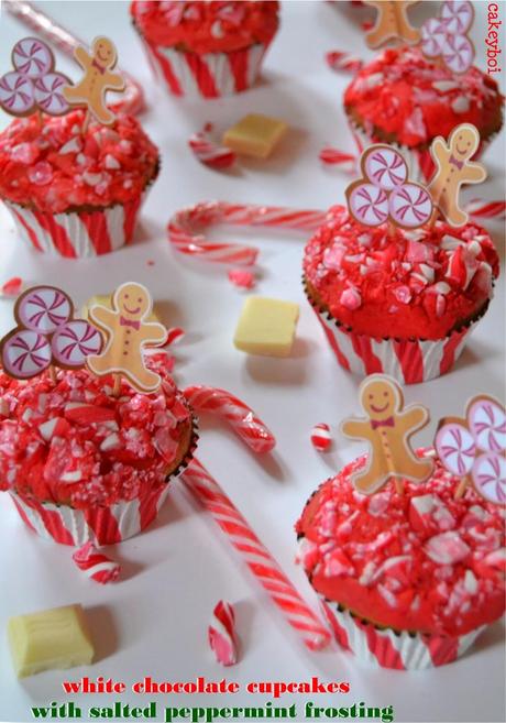 White Chocolate Cupcakes with Salted Peppermint Frosting