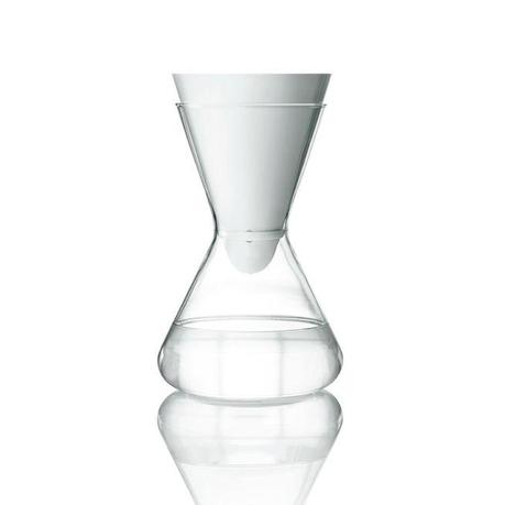 sustainable water purifying filter in an hourglass shape