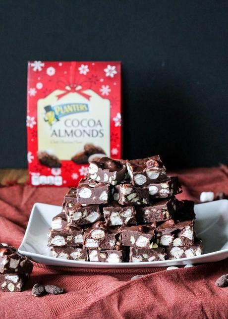 This Easy Rocky Road Fudge is rich, creamy, and comes together in less than 10 minutes with just 5 ingredients!