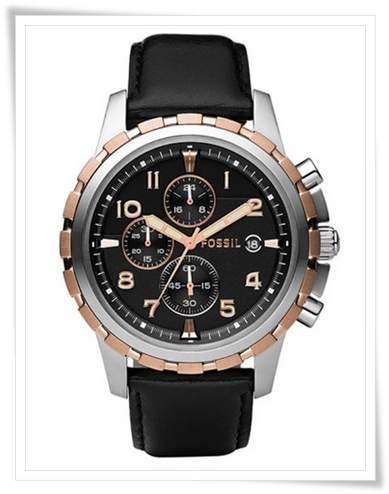 Fossil Mens FS4545 Black Leather Strap Black Analog Dial Chronograph Watch1 mens fashion 