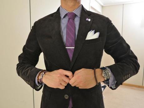 Groom with purple tie