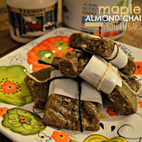 No Bake Maple Almond Chai Protein Bars via Fitful Focus #vegan #glutenfree #vegaone