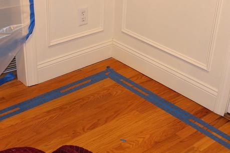 Painted Faux Inlay Floor Border with Printable Template