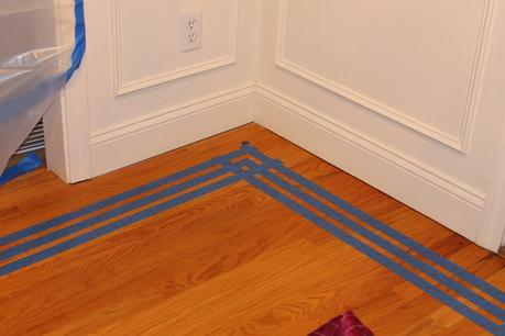 Painted Faux Inlay Floor Border with Printable Template