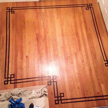 Painted Faux Inlay Floor Border with Printable Template