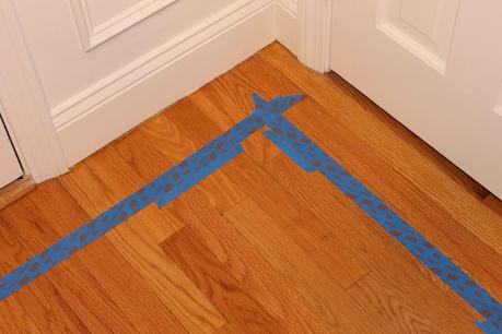 Painted Faux Inlay Floor Border with Printable Template