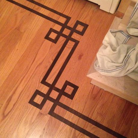 Painted Faux Inlay Floor Border with Printable Template