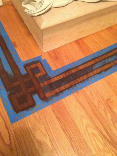 Painted Faux Inlay Floor Border with Printable Template