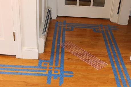 Painted Faux Inlay Floor Border with Printable Template