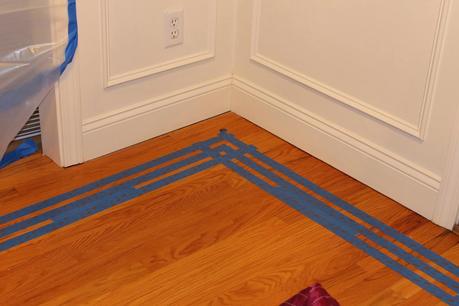 Painted Faux Inlay Floor Border with Printable Template