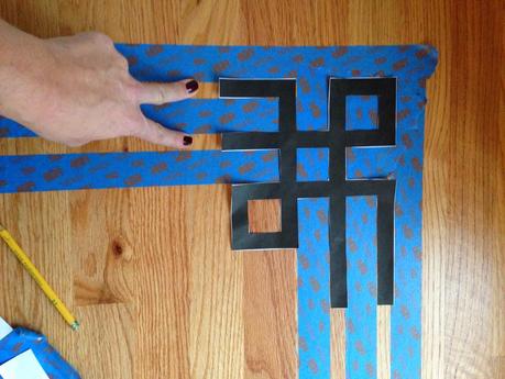 Painted Faux Inlay Floor Border with Printable Template