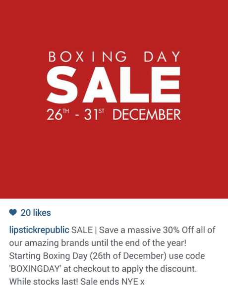 lipstick republic boxing day sale 2014