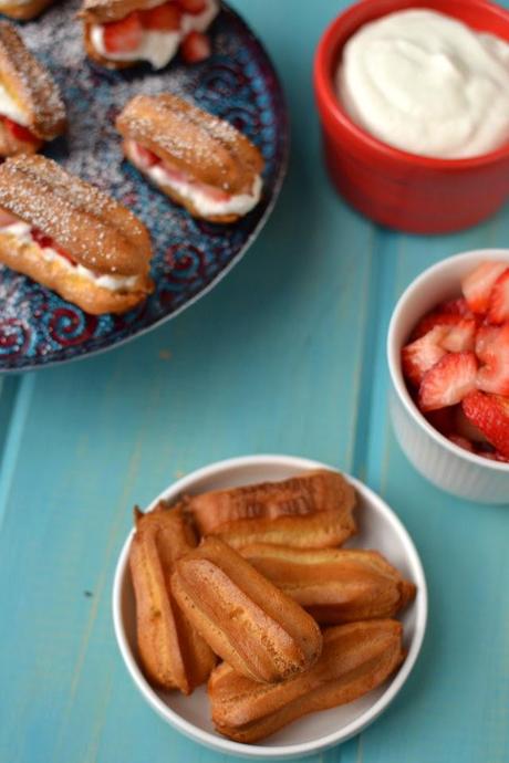 Mini Eclairs with Strawberries & Cream