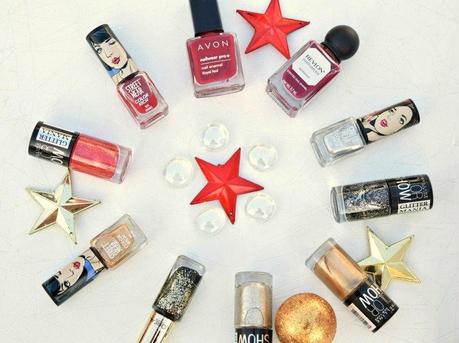 Mani Picks for New Year’s Eve (Mostly Red & Gold)
