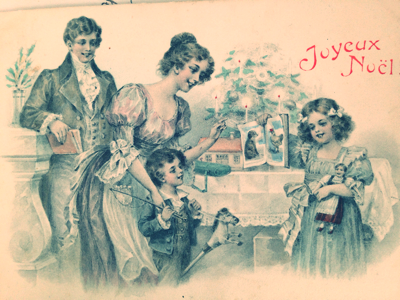 Old French Christmas Postcard, corey amaro brocante collection