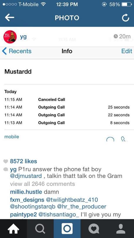 DJ Mustard and YG Feud On Instgram