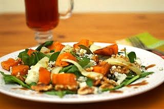 Sweet potato, walnut and blue cheese salad