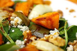 Sweet potato, walnut and blue cheese salad