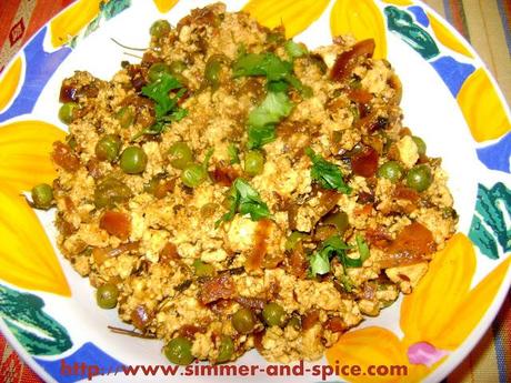 Mutter Paneer Bhurji Subji (Indian Cottage Cheese and peas Recipe)