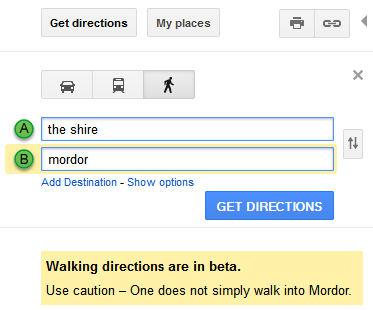 Google Maps 'Lord Of The Rings' Easter Egg