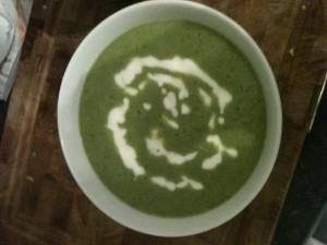 Home made pea mint soup