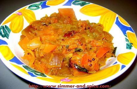 Pumpkin , Onion and Tomato Veggie ( Kashiphal / Kaddu sabzi)