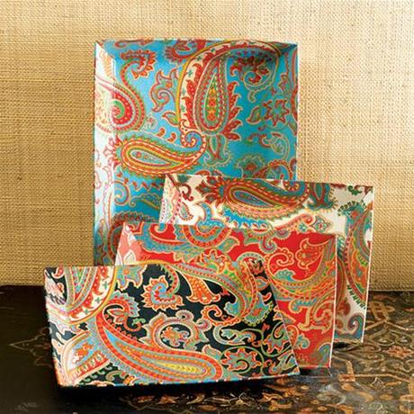 Samarakand Set of 2 Paisley Trays in Assorted Colors - Twos Company