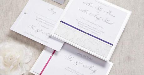 wedding invitations glittering flowers