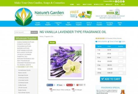 vanilla lavender fragrance page