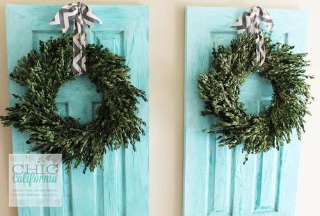 Boxwood wreaths on doors