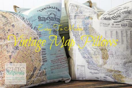 Easy to Make Vintage Map Pillows