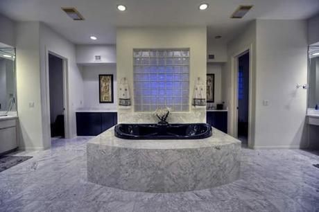 Contemporary Bathroom with Marble Freestanding Tub