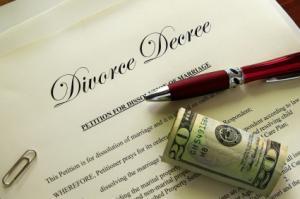 Divorce papers and cash with misc items