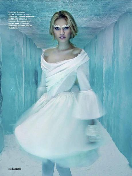 ilovegreeninspiration_snow_queen_Masha Kirsanova by Henrik Halvarsson for Glamour Russia December 2012