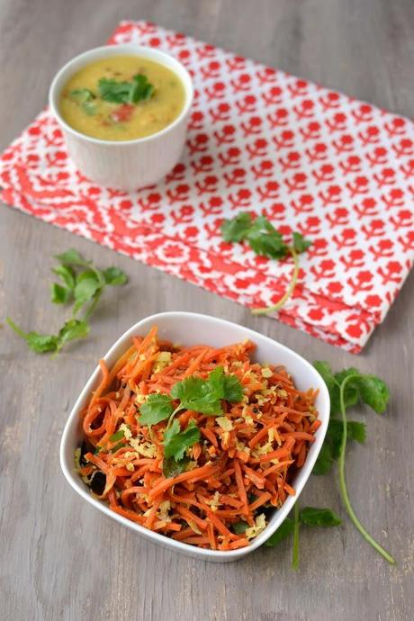 Carrot Poriyal (Carrot-Kobbari Kura)