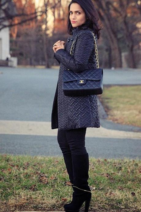 Jacket - Francesca's, Sweater - Villa, Jeans - Joe's, Boots - Donald J. Pliner, Grey Ring - Shop Jami Necklace - via Rocksbox, Tanvii.com