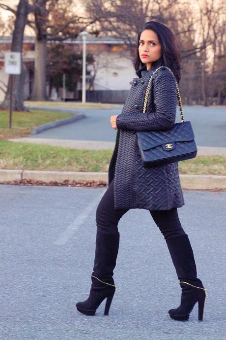 Jacket - Francesca's, Sweater - Villa, Jeans - Joe's, Boots - Donald J. Pliner, Grey Ring - Shop Jami Necklace - via Rocksbox, Tanvii.com