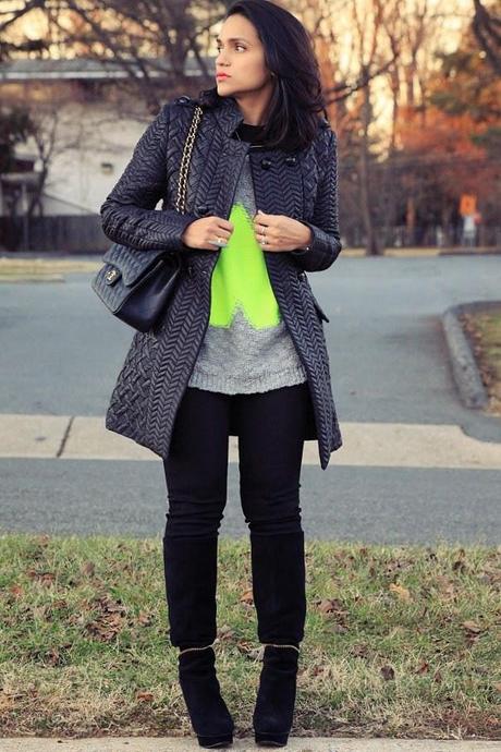 Jacket - Francesca's, Sweater - Villa, Jeans - Joe's, Boots - Donald J. Pliner, Grey Ring - Shop Jami Necklace - via Rocksbox, Tanvii.com