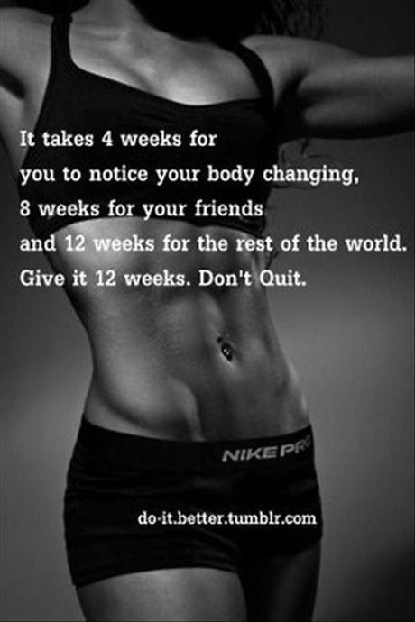 motivational fitness quotes, it takes 12 weeks for people to notice a difference
