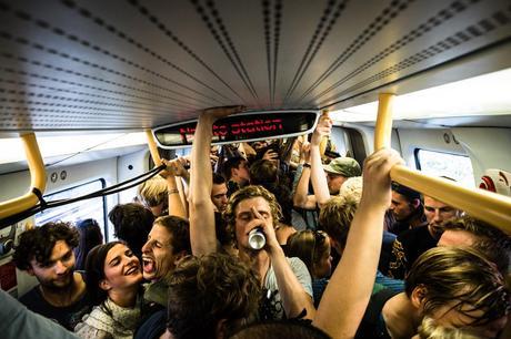 A trainload of happy people at Trans Metro Express 2014