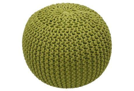 Kelli Knitted Pouf, Grass Green