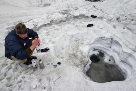 Collecting water from the only source around.