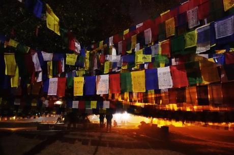 Prayer flags at night.