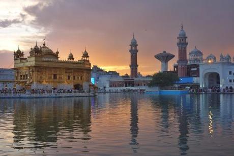 The Sikh temple at sunrise. It was the most impressive temple we visited because it was so clean and friendly, and we ended up spending many hours as it was such a reprieve from the normal chaos of India.