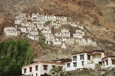 A typical village and monetary perched on the hill.